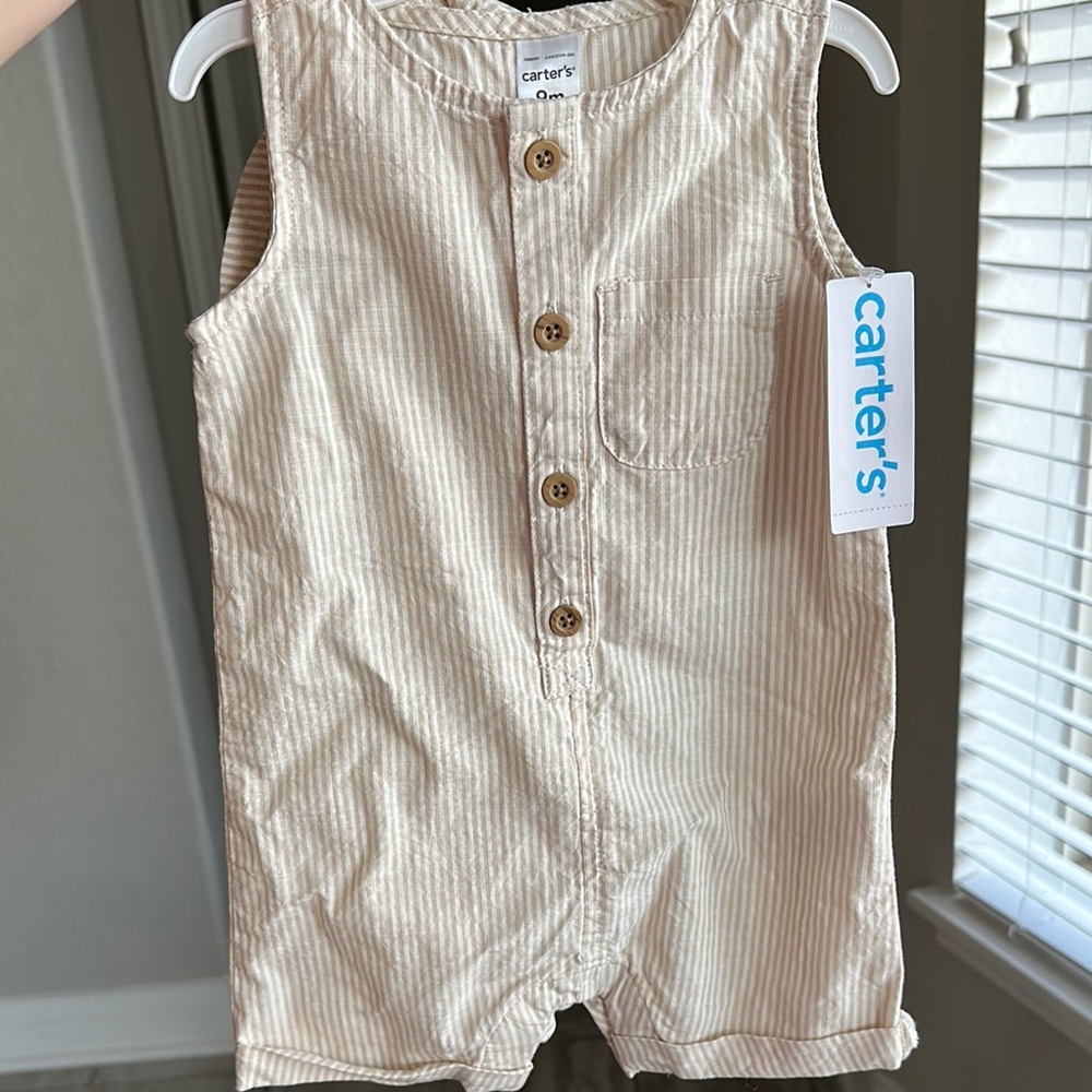 Carter's Cream Striped Baby Romper